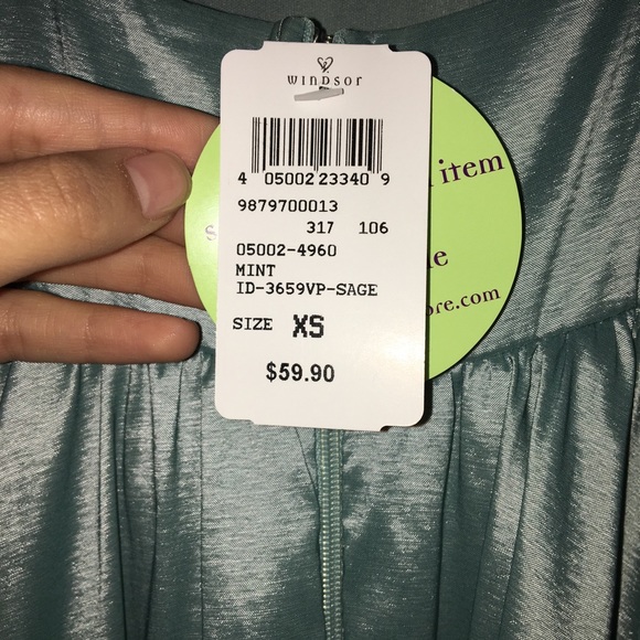 Windsor High Low Mint Prom Dress - Picture 4 of 6